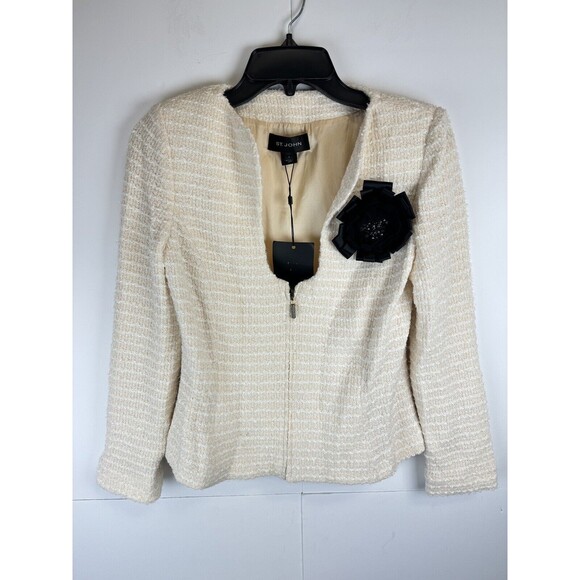 St. John Winter Stunning White Wool Blend Jacket Sz-2    $1,795 - Picture 1 of 9